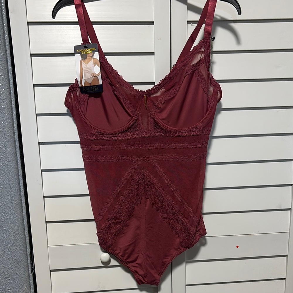 Rachel Deep Red Lace Underwire Teddy